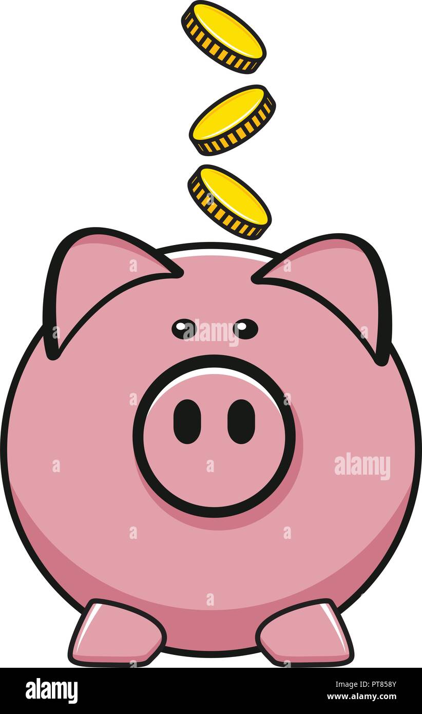 Vector Icon Of Pig Bank And Coins Save Money In Piggy Bank - 